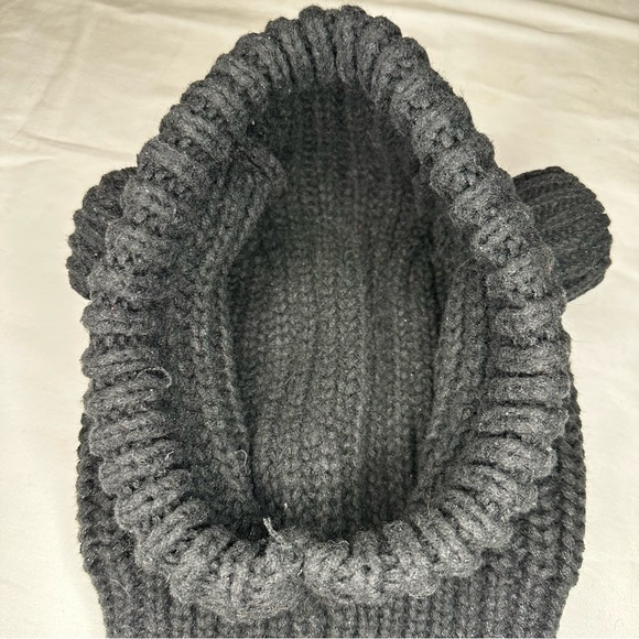 Cozy Black Knit Hat with Ear Accents - Picture 2 of 6